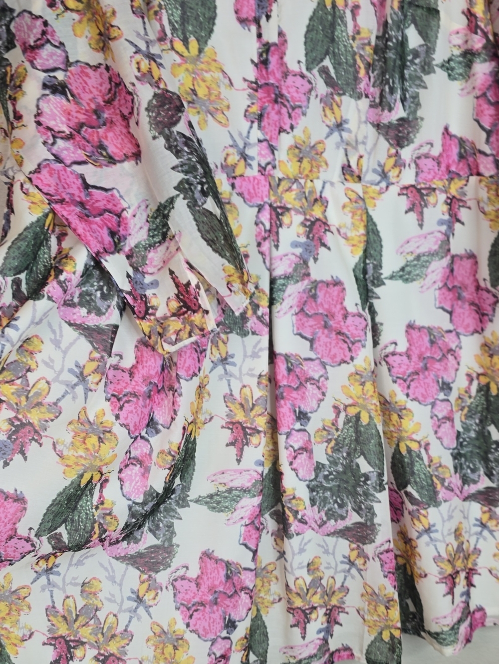 Liza Luxe Floral Button-Front Pink & Yellow Women's Midi Dress Size 3X - Picture 3 of 8
